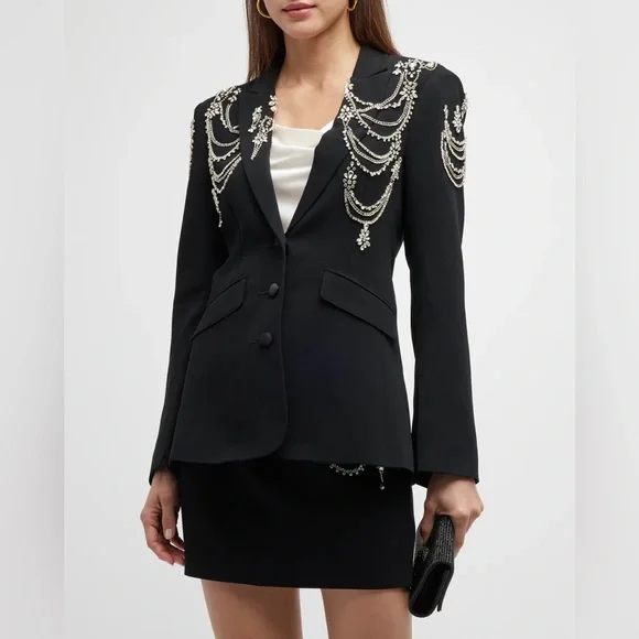 Cinq A Sept Cheyenne Rhinestone Chain Blazer - Picture 2 of 10